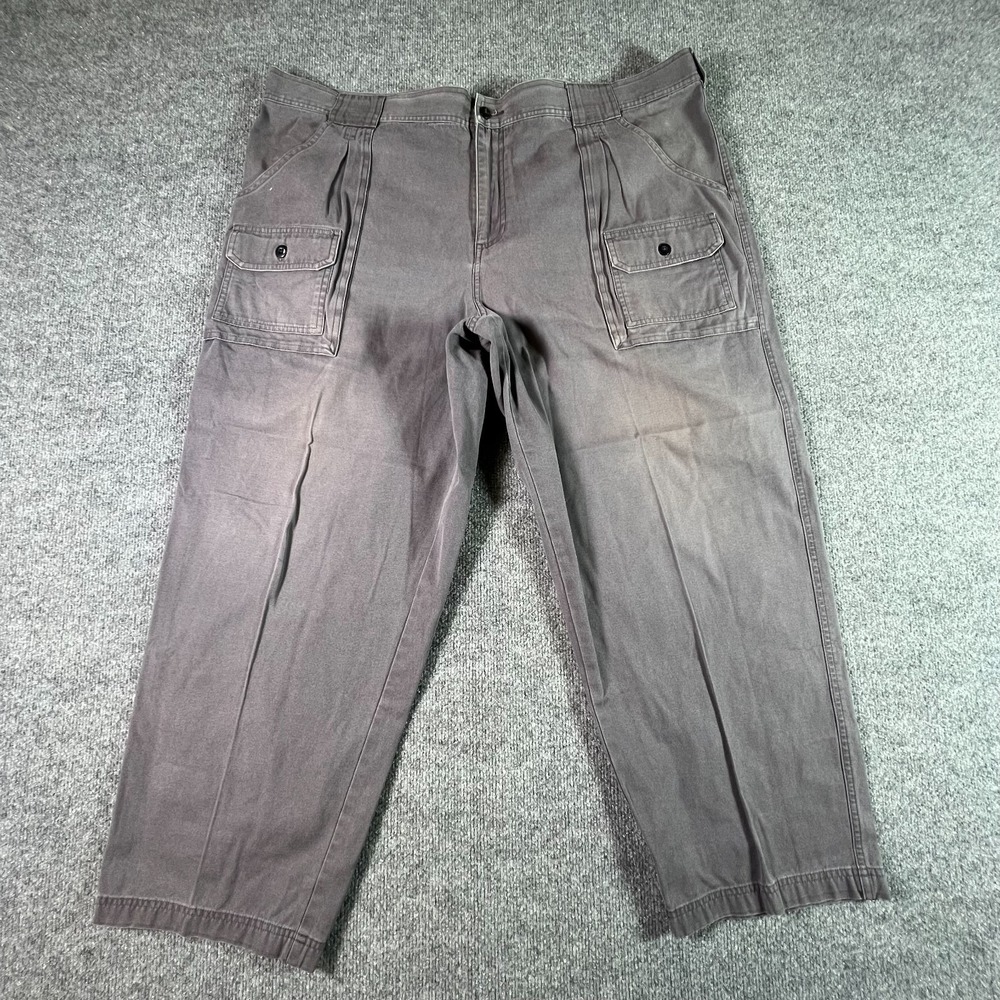 Cabelas Cargo Pants Men's 44x30 Charcoal Gray Cotton Pleated Classic Fit Utility